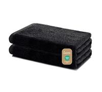 Lavea® Lot de 2 Draps de Douche 60x120 cm - Serviettes de Bain Douces et Absorbantes - 100% Coton - Oeko-TEX 100 - avec Bouclette - Lavables à 60°C - pour Saille de Bain, Fitness et Spa - Noir