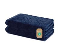 Lavea® Lot de 2 Draps de Douche 60x120 cm - Serviettes de Bain Douces et Absorbantes - 100% Coton - Oeko-TEX 100 - avec Bouclette - Lavables à 60°C - pour Saille de Bain, Fitness et Spa - Blue Marine