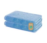 Lavea® Lot de 2 Draps de Douche 60x120 cm - Serviettes de Bain Douces et Absorbantes - 100% Coton - Oeko-TEX 100 - avec Bouclette - Lavables à 60°C - pour Saille de Bain, Fitness et Spa - Bleu Dauphin