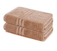 Lavea® Lot de 2 Serviettes de Bain 80x200 cm 100% Coton Douces et Absorbantes - Parfaites comme Serviettes de Bain Grande Taille, Draps de Bain ou Serviettes de Toilette - Cappuccino