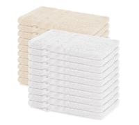 Lavea® Lot de 20 Gants de Toilette 15x21 cm - Blanc et Crème | 100% Coton, Doux et Absorbants, Idéals comme Gants de Toilette Bébé et Serviettes Visage pour Salle de Bain, Hôtel et Spa