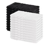 Lavea® Lot de 20 Gants de Toilette 15x21 cm - Blanc et Noir | 100% Coton, Doux et Absorbants, Idéals comme Gants de Toilette Bébé et Serviettes Visage pour Salle de Bain, Hôtel et Spa
