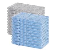 Lavea® Lot de 20 Gants de Toilette 15x21 cm - Bleu Dauphin et Argent | 100% Coton, Doux et Absorbants, Idéals comme Gants de Toilette Bébé et Serviettes Visage pour Salle de Bain, Hôtel et Spa