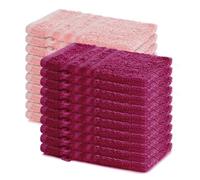 Lavea® Lot de 20 Gants de Toilette 15x21 cm - Bordeaux et Rose Pastel | 100% Coton, Doux et Absorbants, Idéals comme Gants de Toilette Bébé et Serviettes Visage pour Salle de Bain, Hôtel et Spa