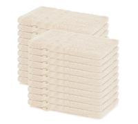 Lavea® Lot de 20 Gants de Toilette 15x21 cm en Éponge 100% Coton - Doux et Absorbants - Maison, Hôtel, Spa, Invités, Bébé - Serviette Visage/Essuie-Main - Crème