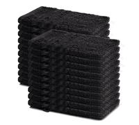 Lavea® Lot de 20 Gants de Toilette 15x21 cm en Éponge 100% Coton - Doux et Absorbants - Maison, Hôtel, Spa, Invités, Bébé - Serviette Visage/Essuie-Main - Noir