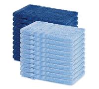 Lavea® Lot de 20 Gants de Toilette 15x21 cm en Éponge 100% Coton - Doux et Absorbants - Maison, Hôtel, Spa, Invités, Bébé - Serviette Visage/Essuie-Main - Bleu Dauphin et Bleu Royal