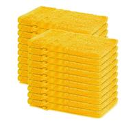 Lavea® Lot de 20 Gants de Toilette 15x21 cm - Jaune Colza | 100% Coton, Doux et Absorbants, Idéals comme Gants de Toilette Bébé et Serviettes Visage pour Salle de Bain, Hôtel et Spa