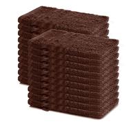 Lavea® Lot de 20 Gants de Toilette 15x21 cm - Marron Café | 100% Coton, Doux et Absorbants, Idéals comme Gants de Toilette Bébé et Serviettes Visage pour Salle de Bain, Hôtel et Spa