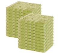 Lavea® Lot de 20 Lavettes 30x30 cm en Éponge 100% Coton - Serviettes Visage et Invités, Douces et Absorbantes - pour Bébés, Maquillage, Cuisine, Maison et Voyage - Vert Tilleul