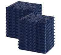 Lavea® Lot de 20 Lavettes 30x30 cm en Éponge 100% Coton - Serviettes Visage et Invités, Douces et Absorbantes - pour Bébés, Maquillage, Cuisine, Maison et Voyage - Bleu Marine