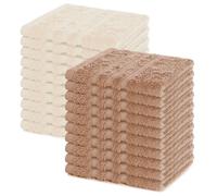 Lavea® Lot de 20 Lavettes 30x30 cm en Éponge 100% Coton - Serviettes Visage et Invités, Douces et Absorbantes - pour Bébés, Maquillage, Cuisine, Maison et Voyage - Cappuccino et Crème