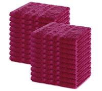 Lavea® Lot de 20 Lavettes 30x30 cm en Éponge 100% Coton - Serviettes Visage et Invités, Douces et Absorbantes - pour Bébés, Maquillage, Cuisine, Maison et Voyage - Bordeaux
