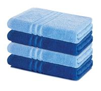 Lavea® Lot de 4 Serviettes de Bain 70x140 cm 100% Coton - Douces et Absorbantes - Idéales comme Serviette de Bain Grande Taille, Drap de Bain ou Serviette de Toilette - Bleu Dauphin et Bleu Royal