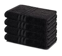Lavea® Lot de 4 Serviettes de Bain 70x140 cm 100% Coton - Douces et Absorbantes - Idéales comme Serviette de Bain Grande Taille, Drap de Bain ou Serviette de Toilette - Noir