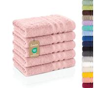 Lavea® Lot de 5 Serviettes Invité 30x50 cm 100% Coton - Douces et Absorbantes - pour Maison, Hôtel, Spa et Invités - Parfaites comme Serviette Main/Essuie-Main - Rose Pastel