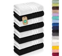 Lavea® Lot de 8 Serviettes de Bain 50x100 cm 100% Coton - Douces et Absorbantes - Parfaites comme Serviette Main, Essuie-Main ou Visage pour Maison, Hôtel et Spa - Blanc et Noir