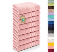 Lavea® Lot de 8 Serviettes de Bain 50x100 cm 100% Coton - Douces et Absorbantes - Parfaites comme Serviette Main, Essuie-Main ou Visage pour Maison, Hôtel et Spa - Rose Pastel