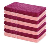 Lavea® Lot de 8 Serviettes de Bain 50x100 cm 100% Coton - Douces et Absorbantes - Parfaites comme Serviette Main, Essuie-Main ou Visage pour Maison, Hôtel et Spa - Bordeaux et Rose Pastel