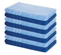 Lavea® Lot de 8 Serviettes de Bain 50x100 cm 100% Coton - Douces et Absorbantes - Parfaites comme Serviette Main, Essuie-Main ou Visage pour Maison, Hôtel et Spa - Bleu Dauphin et Bleu Royal