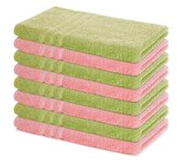 Lavea® Lot de 8 Serviettes de Bain 50x100 cm 100% Coton - Douces et Absorbantes - Parfaites comme Serviette Main, Essuie-Main ou Visage pour Maison, Hôtel et Spa - Vert Clair et Rose Pastel
