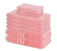 Lavea® Lot de Serviettes de Bain 10 pièces - 100% Coton - 4 Serviettes de Toilette, 2 Serviettes de Douche, 2 Serviettes Invité, 2 Gants de Toilette - pour Maison, Hôtel et Spa - Rose Pastel
