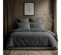 Lavea® Parure de lit en 100% Coton avec Housse de Couette 155x220 + 1 taie d’Oreiller 80x80 cm - Douce, Respirante et certifiée Oeko-TEX - Anthracite