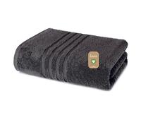 Lavea Serviette de bain 100 x 150 cm - Grande serviette de bain pour se blottir, sécher et comme serviette de plage - 1 x anthracite - 100 % coton bio certifié GOTS - Serviettes de bain de notre série