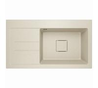 Lavello Évier en granit couleur sable - Évier de cuisine encastrable profond de 88x50 cm - Évier de cuisine 1 bac avec égouttoir - Résistant aux rayures et réversible - avec vidage dissimulé - inclus