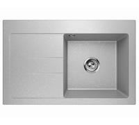 Lavello Évier en granit gris argenté métallisé - Évier encastrable profond 88 x 50 cm - Évier de cuisine 1 bac avec égouttoir, facile d'entretien, résistant aux rayures, réversible - Avec kit