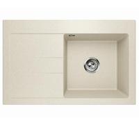 Lavello Évier en granit sable - Évier encastrable profond de 77,5x49,5 cm - Évier de cuisine 1 bac avec égouttoir, facile d'entretien, résistant aux rayures, réversible - in nsemble de vidange