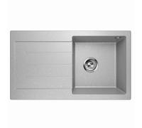 Lavello Master 1.0 Évier de cuisine, en granit, encastrable, simple, avec siphon - Gris métallisé - Gauche