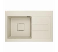 Lavello Qube 1.0 Évier de cuisine en granit encastrable avec égouttoir et siphon caché Beige 1.0