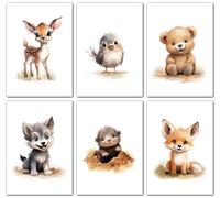 Lavema Images de décoration pour chambre de bébé - Poster A4 avec animaux de la forêt - Sans cadre photo - Images murales pour garçon et fille - Décoration de chambre d'enfant - Poster mural
