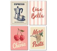 LAVEMA Lot de posters A4 (21 x 30 cm) - Décoration murale vintage pour cuisine, salle à manger - Style italien - Élégante décoration de cuisine - Tableau mural esthétique - Sans cadre photo