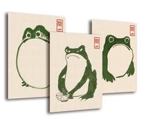 LAVEMA Lot de posters Hoji Grenouilles (21 x 30 cm) sans cadre photo - Images japonaises Hokusai - Décoration murale Tokyo - Poster japonais esthétique grenouille - Tableau d'art pour salle de bain et