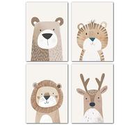 LAVEMA photos décoration chambre bébé | Affiche chambre d'enfant animaux beige | Affiche A4 sans cadre photo | Images de décoration pour chambres d'enfants pour filles et garçons