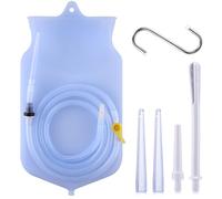 Lavement réutilisable de 2 litres pour le nettoyage du côlon Sac de lavement pour le nettoyage détox du côlon, lavements avec long tube en silicone, 4 embouts, débit d'eau contrôlé