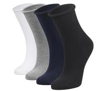lavendel Chaussettes Bambou Femme 4 Paires Sans Élastique Respirantes Douces Anti-Traces Confortables Roll Top Décontractées Formelles Sans Couture - Multicolore - 35-40
