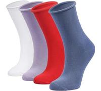 lavendel Chaussettes Bambou Femme 4 Paires Sans Élastique Respirantes Douces Anti-Traces Confortables Roll Top Décontractées Formelles Sans Couture - Couleurs claires - 35-40