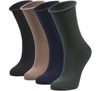 lavendel Chaussettes Bambou Femme 4 Paires Sans Élastique Respirantes Douces Anti-Traces Confortables Roll Top Décontractées Formelles Sans Couture - Couleurs foncées - 35-40