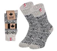 lavendel - Chaussettes Épaisses en Laine Naturelle Canadiennes, Chaussettes Hiver Doublées Peluche Unisexe, Motif Nordique Géométrique, Chaudes et Respirantes pour Maison - Noir - 35-38