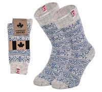 lavendel - Chaussettes Épaisses en Laine Naturelle Canadiennes, Chaussettes Hiver Doublées Peluche Unisexe, Motif Nordique Géométrique, Chaudes et Respirantes pour Maison - Bleu - 39-42
