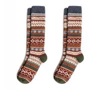 lavendel Chaussettes Femme Longues Thermiques en Laine - Lot de 2 Paires Chaussettes Hautes Chautes d'Hiver Épaisses avec Motifs Hygge Scandinaves - Taille 36-40 - 2x Bleu - 36/40