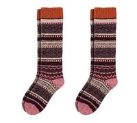 lavendel Chaussettes Femme Longues Thermiques en Laine - Lot de 2 Paires Chaussettes Hautes Chautes d'Hiver Épaisses avec Motifs Hygge Scandinaves - Taille 36-40 - 2x Orange - 36/40