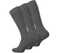 lavendel Chaussettes Norvégiennes Mi-Hautes Homme Laine Coton Sans Élastique Semelle Peluche Renforcée Respirantes Confortables Thermiques Hiver Travail 3 Paires - Gris Foncé - 39-42
