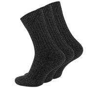 lavendel Lot de 3 Paires de Chaussettes Norvégiennes Homme Sans Élastique Semelle Peluche Chaude Laine Coton Confort Hiver Travail Randonnée - Gris Foncé - 43-46