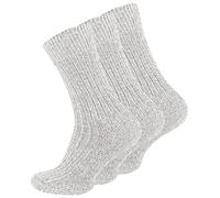 lavendel Lot de 3 Paires de Chaussettes Norvégiennes Homme Sans Élastique Semelle Peluche Chaude Laine Coton Confort Hiver Travail Randonnée - Gris Clair - 39-42