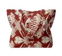 lavendel Tote Bag 100% Coton - Sac Fourre-Tout avec Compartiment Intérieur - Impression Numérique - 8 Designs Modernes - Certifié Oeko-Tex - Sac Cabas Réutilisable - Mesa Red - 35 × 45 cm