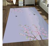 Lavender Area 80x150 Tapis for Salon Japanese Sakura Cherry Machine Lavable carpette Mountain Mist Gradient Indoor Descente de lit Neutral Soft Chambre Salle a Manger Playroom Office